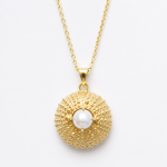 Gold Sea Urchin Necklace with Pearl