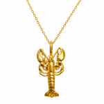 Gold vermeil lobster pendant necklace on white background