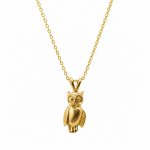 Handmade gold vermeil 925 sterling silver owl necklace with detailed owl pendant.