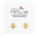 925 sterling silver gold vermeil bee stud earrings with an elegant openwork honey bee design.