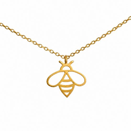 Gold vermeil 925 sterling silver bee necklace with delicate honey bee pendant.