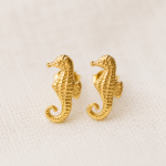 Gold Vermeil Seahorse Stud Earrings handcrafted in Greece