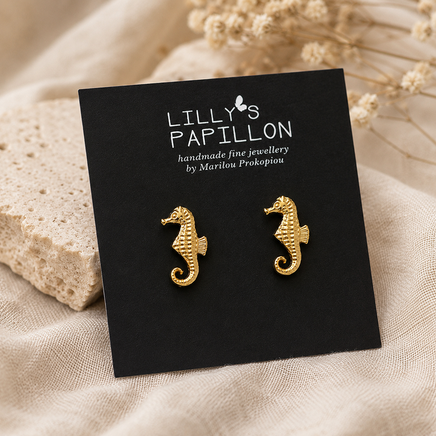gold-vermeil-seahorse-stud-earrings2.jpg Gold Vermeil Seahorse Stud Earrings handcrafted in Greece