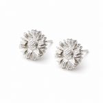Silver sunflower stud earrings with floral design
