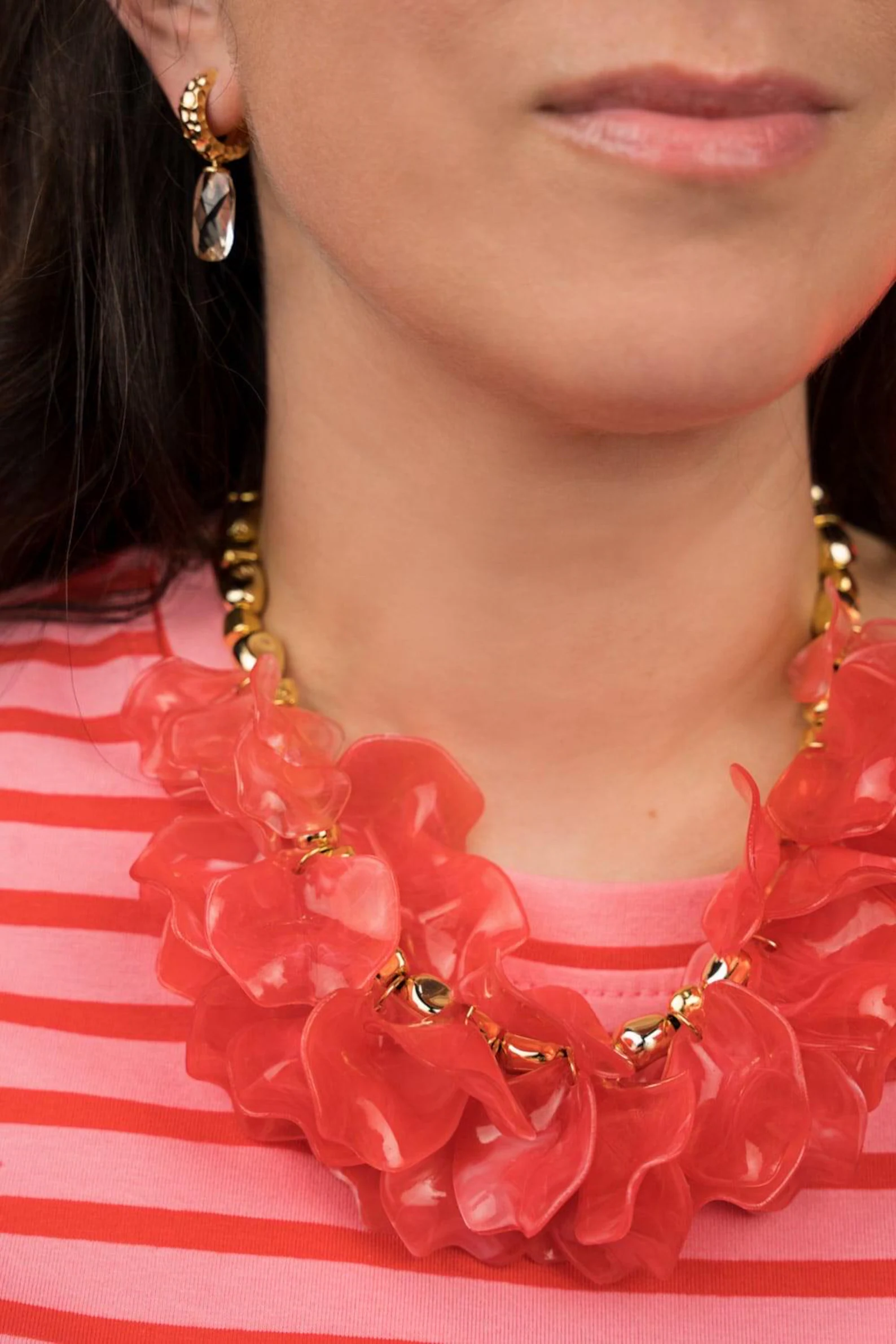 red-flower-gold-bead-necklace red flower necklace for weddings and special occasions