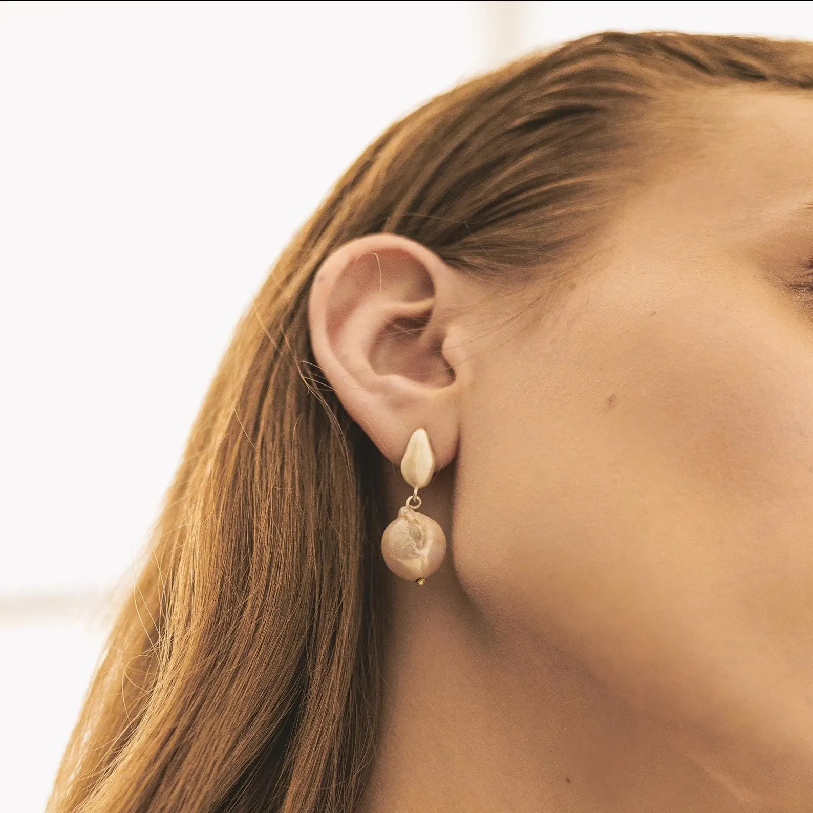 Silver-baroque-pearl-drop-earrings Silver baroque pearl drop earrings with freshwater pearls